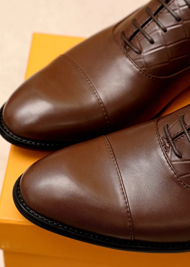 Louis Vuitton বাদামী কুমির নকশা ক্যাপ-টো অক্সফোর্ড জুতো 8
