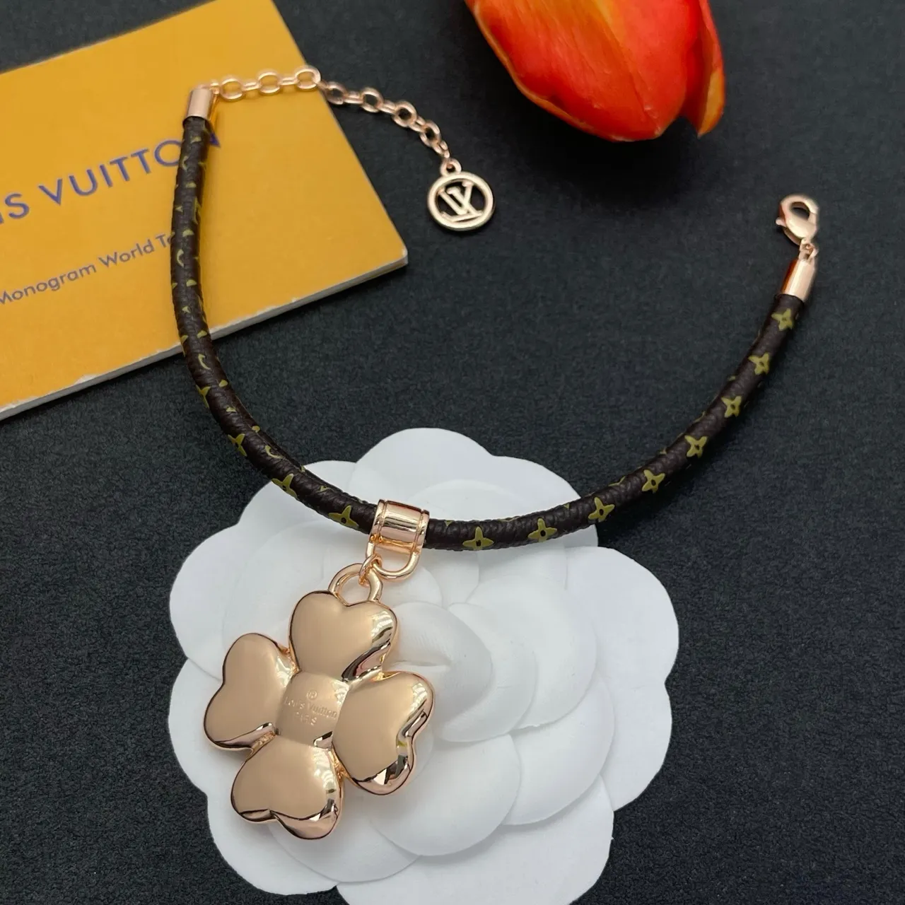 Louis Vuitton Brown Gold Braided Monogram Leather Cord Metal Hardware Bracelet 4