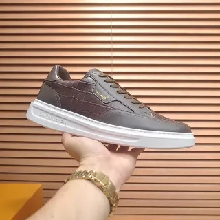 Louis Vuitton Zapatillas Lifestyle de Cuero Marrón y Blanco de Bajo Corte