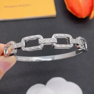Louis Vuitton 链条链接印花银色手链