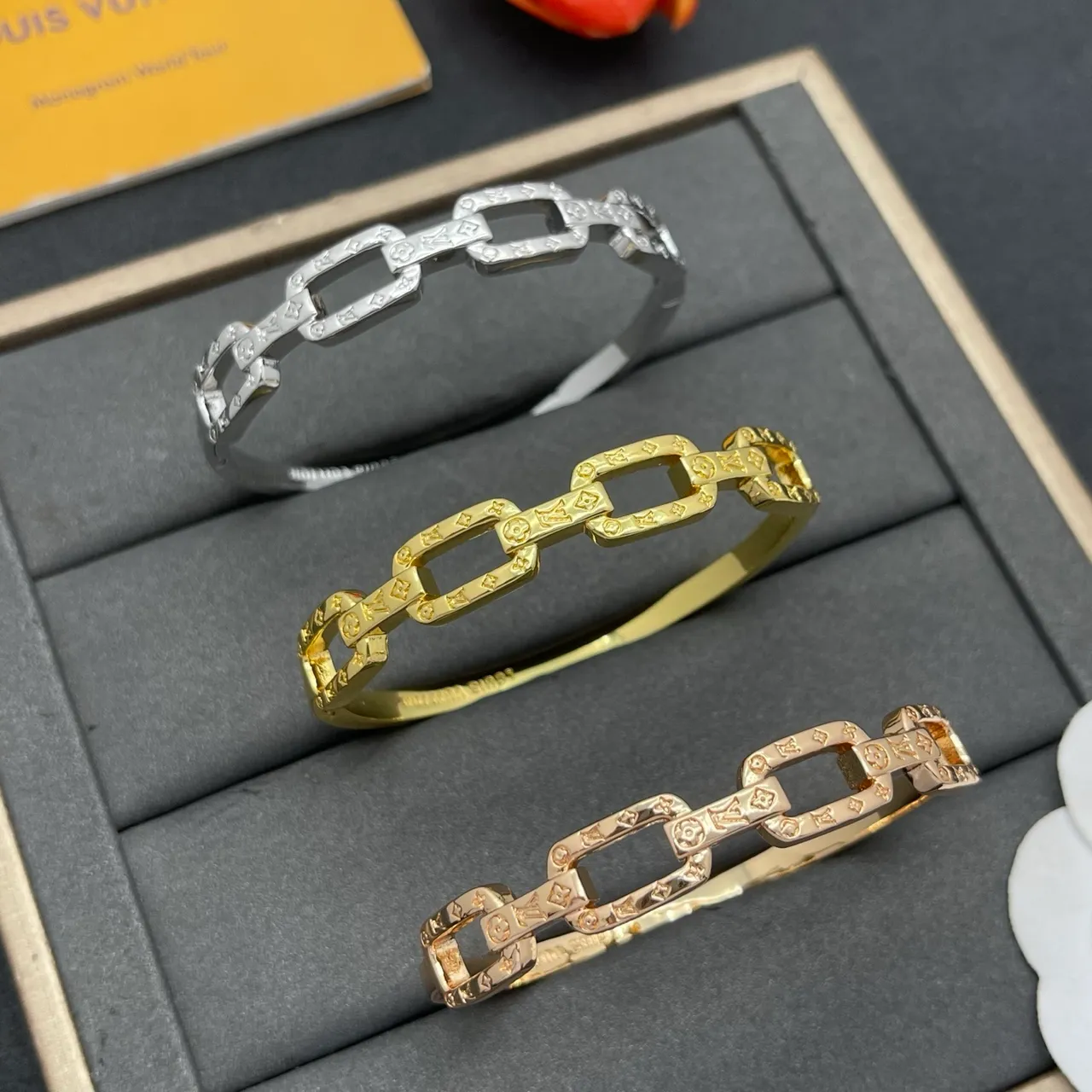 Louis Vuitton Chain Link Monogram Silver-Tone Bracelet 2