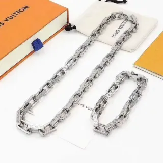 Collar Louis Vuitton Chain Reaction Prateado Monograma Elos
