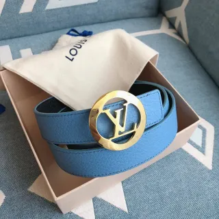 Louis Vuitton গোলাকার Monogram বাকল হালকা নীল লেদার বেল্ট