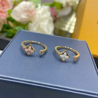 Louis Vuitton 花戒指 金调粉白珍珠母贝戒指
