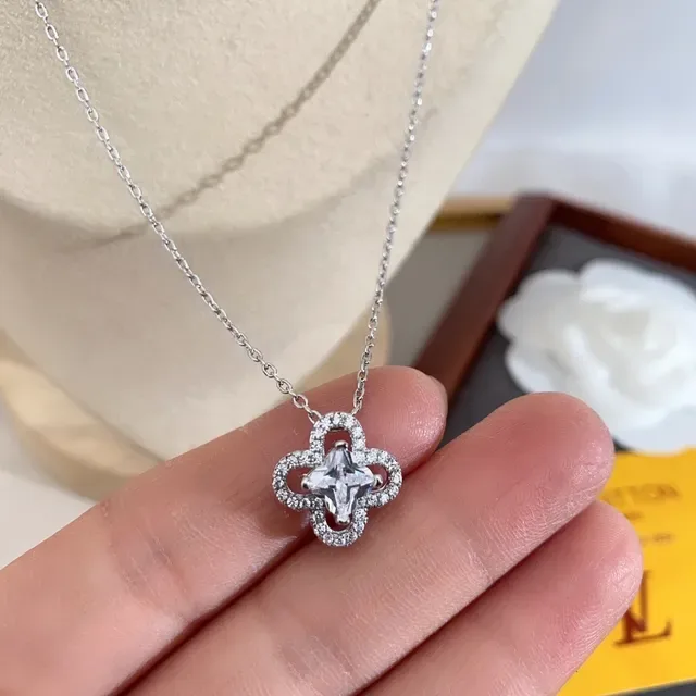 Louis Vuitton Four-Leaf Clover Pavé Crystal Pendant Necklace 9