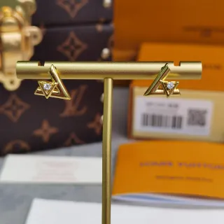 Louis Vuitton brincos geométricos triangulares de cristal dourado