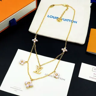 Louis Vuitton সোনালী গোলাপী চেইন বহু-ফুল পেন্ডেন্ট ডিজাইন হার