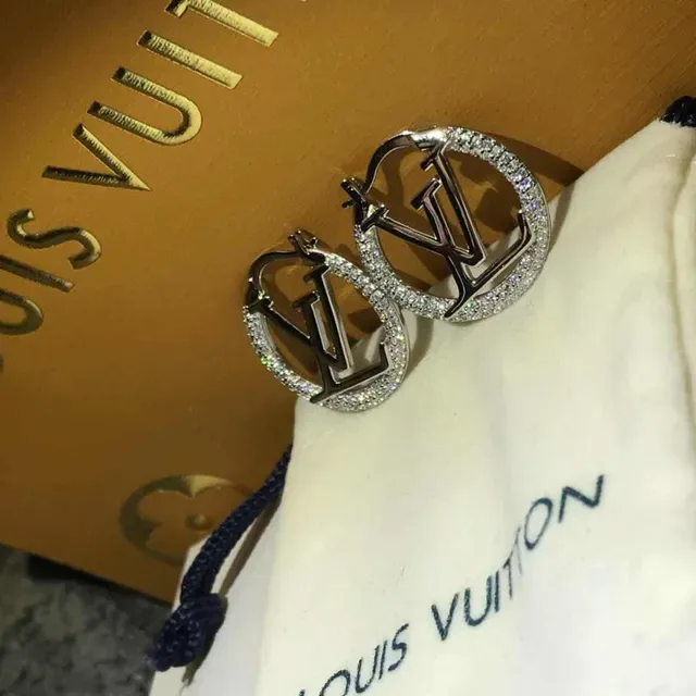Louis Vuitton Gold Pink Circular Hoop Pavé Crystal Earrings 3