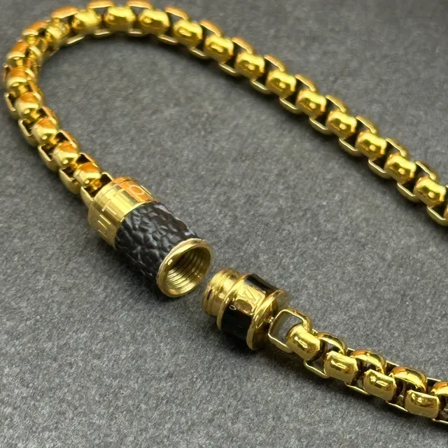 Louis Vuitton Gold Silver Chain-Link Cylindrical Clasp Bracelet 4