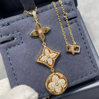 Colar Louis Vuitton Ouro Prata Pavé-Crystal