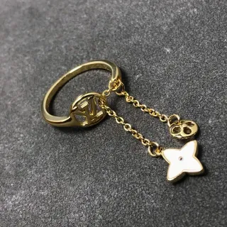 Louis Vuitton 金色白色印花戒指