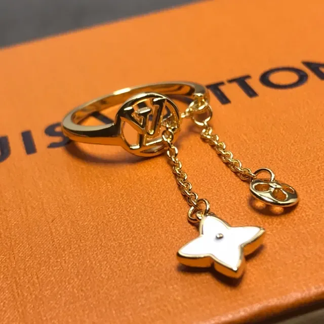 Louis Vuitton Gold White Monogrammed Ring 4