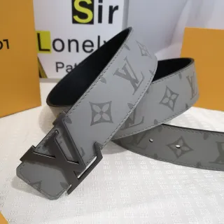 Louis Vuitton cinto de couro cinza preto com impressão de monograma reversível