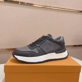 Louis Vuitton Gray White Monogrammed Leather Mesh Overlay Chunky Sneakers