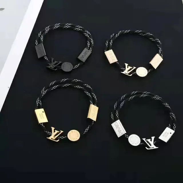 Louis Vuitton Green Gold Braided Nylon Cord LV Monogram Bracelet 5