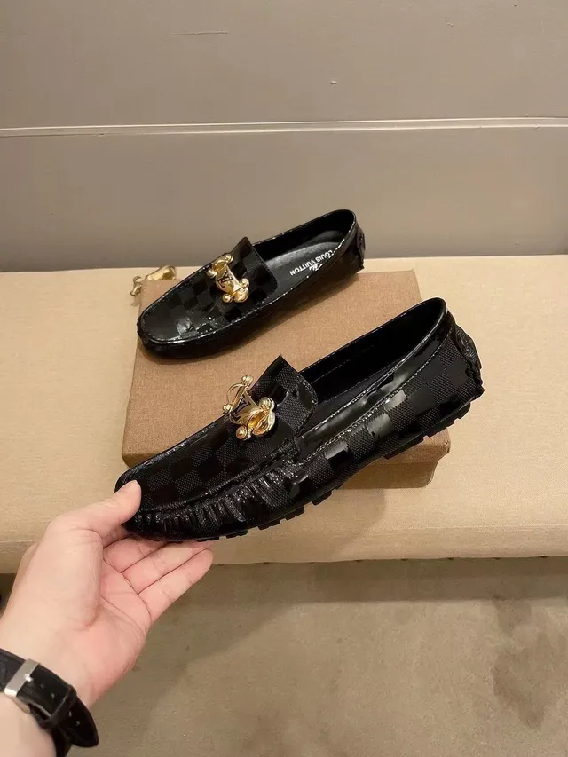 Louis Vuitton Horsebit 1955 Black Checkered Patent Loafers 2