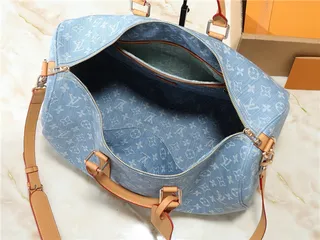 لويس فويتون Keepall Bandoulière Denim Monogram أزرق و بني حقيبة سفر 2