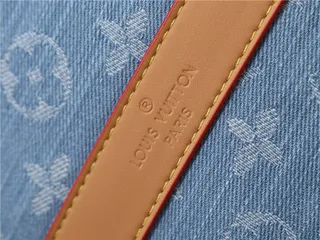 لويس فويتون Keepall Bandoulière Denim Monogram أزرق و بني حقيبة سفر 6