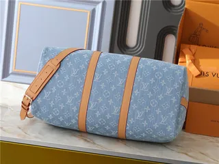 لويس فويتون Keepall Bandoulière Denim Monogram أزرق و بني حقيبة سفر 7