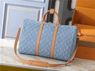 لويس فويتون Keepall Bandoulière Denim Monogram أزرق و بني حقيبة سفر 8