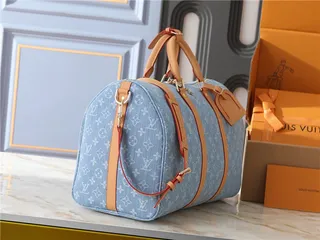 لويس فويتون Keepall Bandoulière Denim Monogram أزرق و بني حقيبة سفر 9