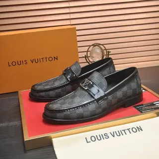 لويس فيتون لوفر أسود رمادي Damier Monogram جلد حزام patent لوفر