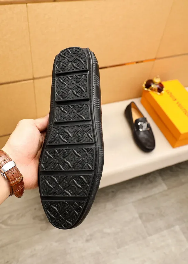Louis Vuitton Loafer Black Silver Checkered Damier Leather LV Monogram Buckle Loafer 8