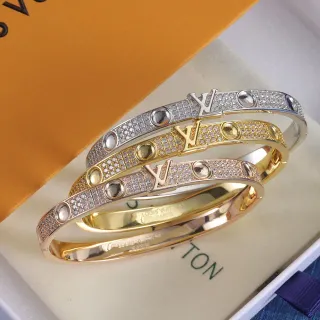 Louis Vuitton LV سوار ذهب فضة Pavé-Set مركز النقشة سوار