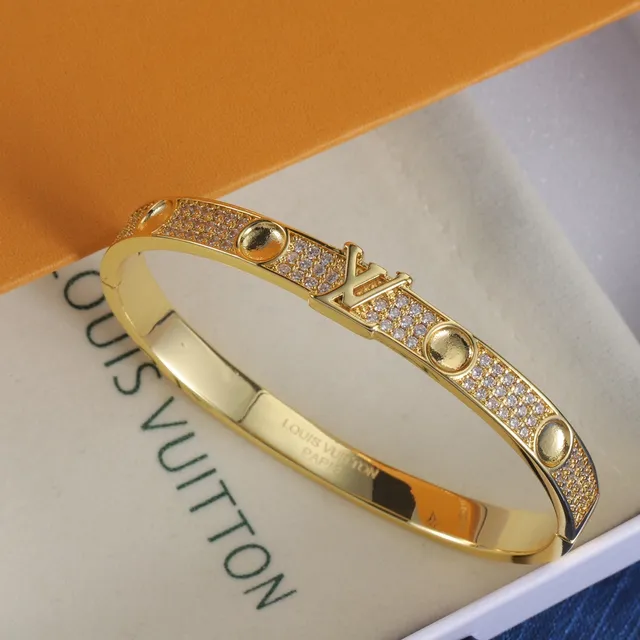 Louis Vuitton LV سوار ذهب فضة Pavé-Set مركز النقشة سوار 2