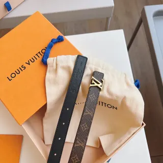 路易威登 LV 棕黑窄带印花帆布皮革皮带
