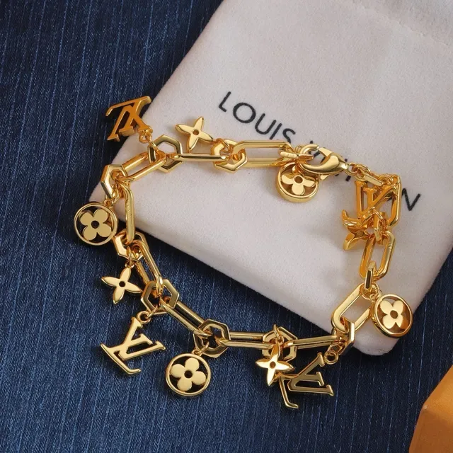 Louis Vuitton LV Chain Monogram Flower Charm Bracelet 3