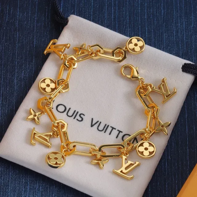 Louis Vuitton LV Chain Monogram Flower Charm Bracelet 4
