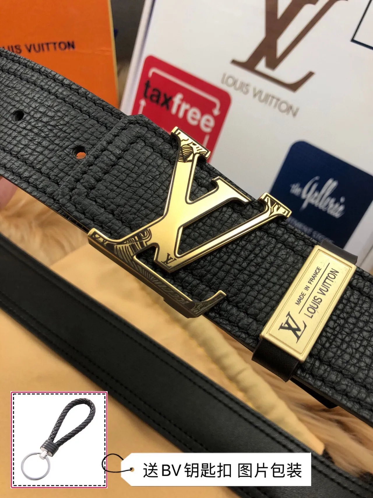 Louis Vuitton LV Initiales حزام جلد أسود منسوج 6