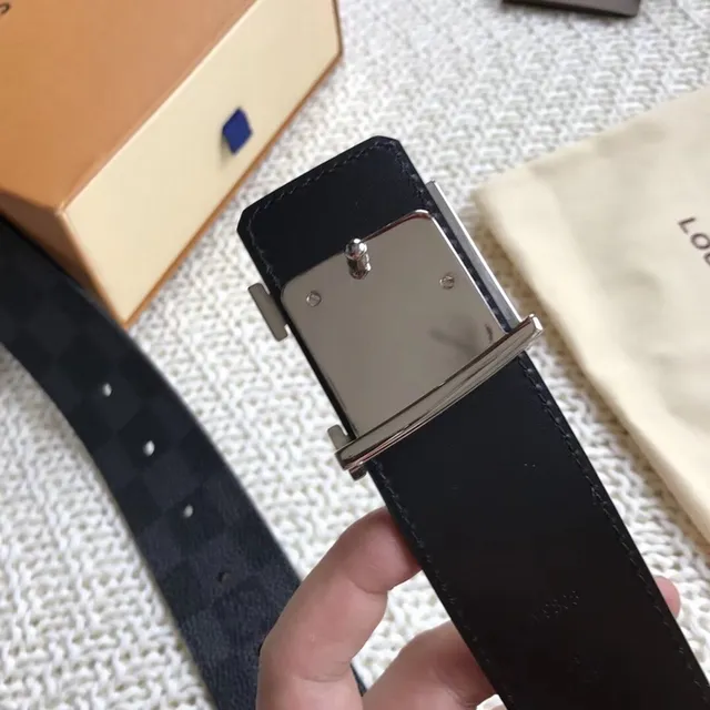 لويس فتون LV Initiales Damier Graphite حزام جلدي 2