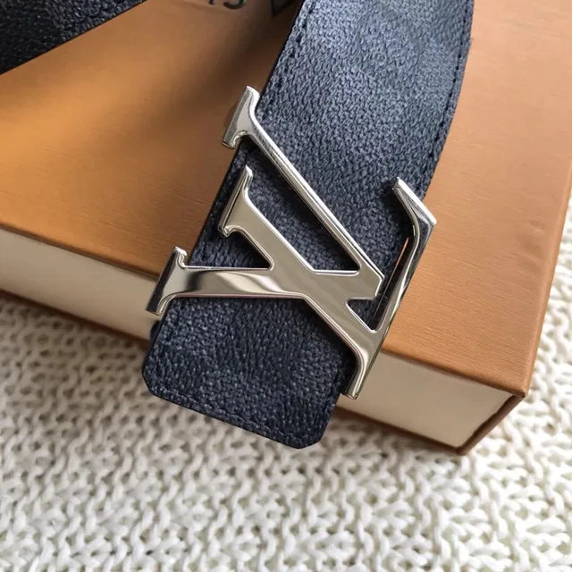 لويس فتون LV Initiales Damier Graphite حزام جلدي 3