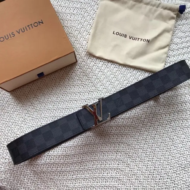 لويس فتون LV Initiales Damier Graphite حزام جلدي 4