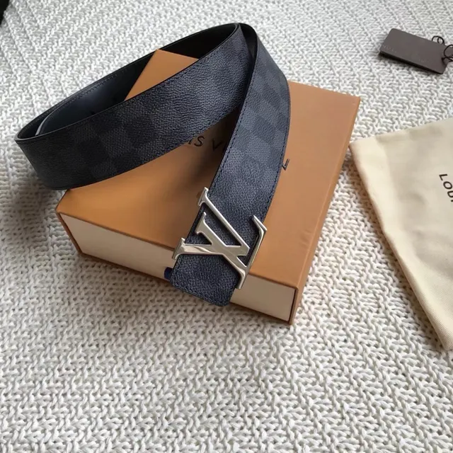 لويس فتون LV Initiales Damier Graphite حزام جلدي 5