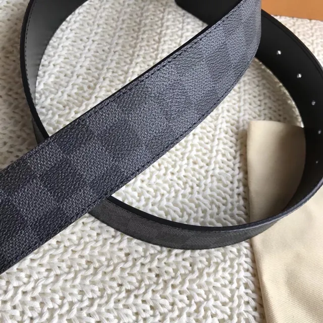 لويس فتون LV Initiales Damier Graphite حزام جلدي 6