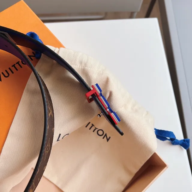 Louis Vuitton LV Initiales Monogram Canvas and Blue Leather Belt 8