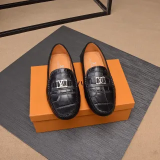 Louis Vuitton LV Loafer কালো ক্রোক-এমবসড লেদার লোফার