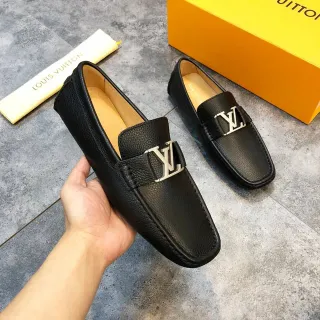 Louis Vuitton LV Loafer কালো দানাযুক্ত চামড়া লোফার