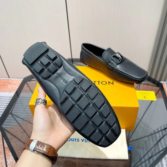 Louis Vuitton LV لوفر أزرق بحري جلد مصقول مشبك معدني لوفرز 2