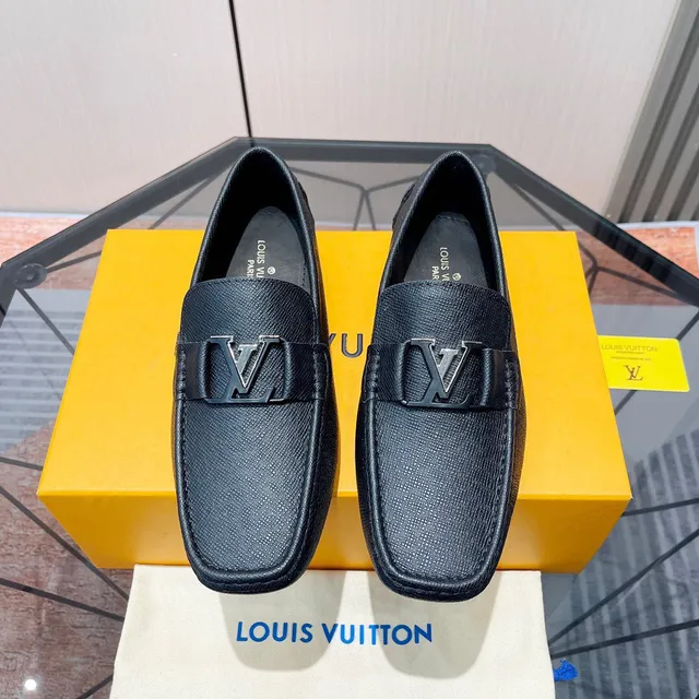 Louis Vuitton LV لوفر أزرق بحري جلد مصقول مشبك معدني لوفرز 4