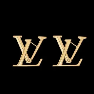 أقراط Louis Vuitton LV Monogram ذهبي لامع