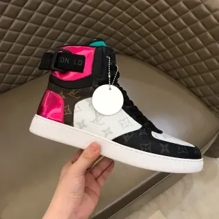 Louis Vuitton LV Trainer Zapatillas Lifestyle Negro Rosa High Top Monogram Lona