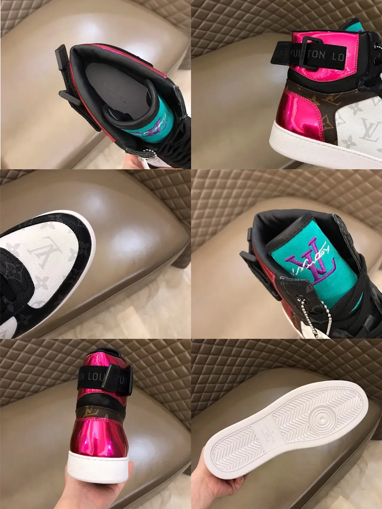 Louis Vuitton LV Trainer Black Pink High-Top Monogram Canvas Lifestyle Sneakers 2