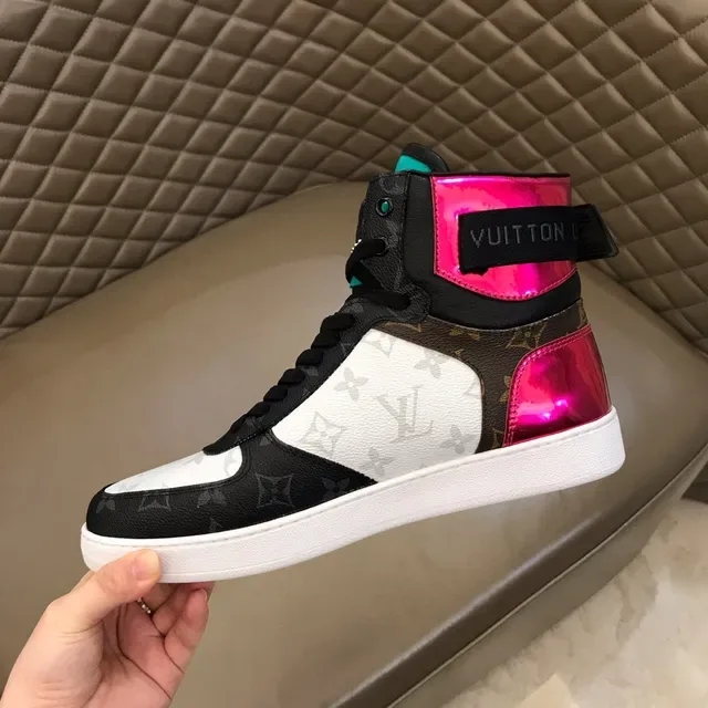 Louis Vuitton LV Trainer Black Pink High-Top Monogram Canvas Lifestyle Sneakers 3