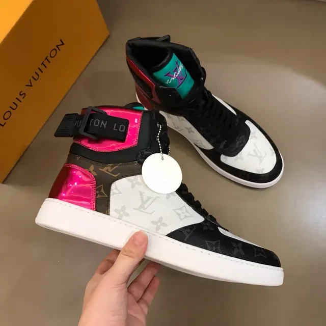 Louis Vuitton LV Trainer Black Pink High-Top Monogram Canvas Lifestyle Sneakers 6