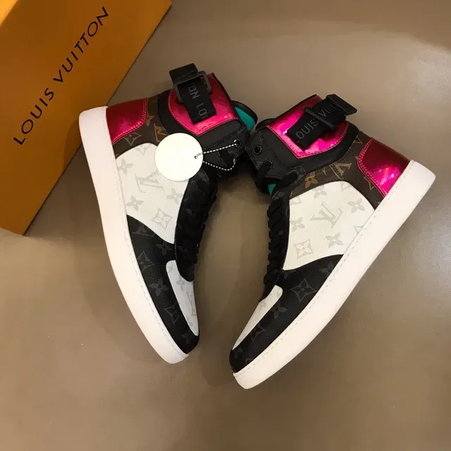 Louis Vuitton LV Trainer Black Pink High-Top Monogram Canvas Lifestyle Sneakers 7