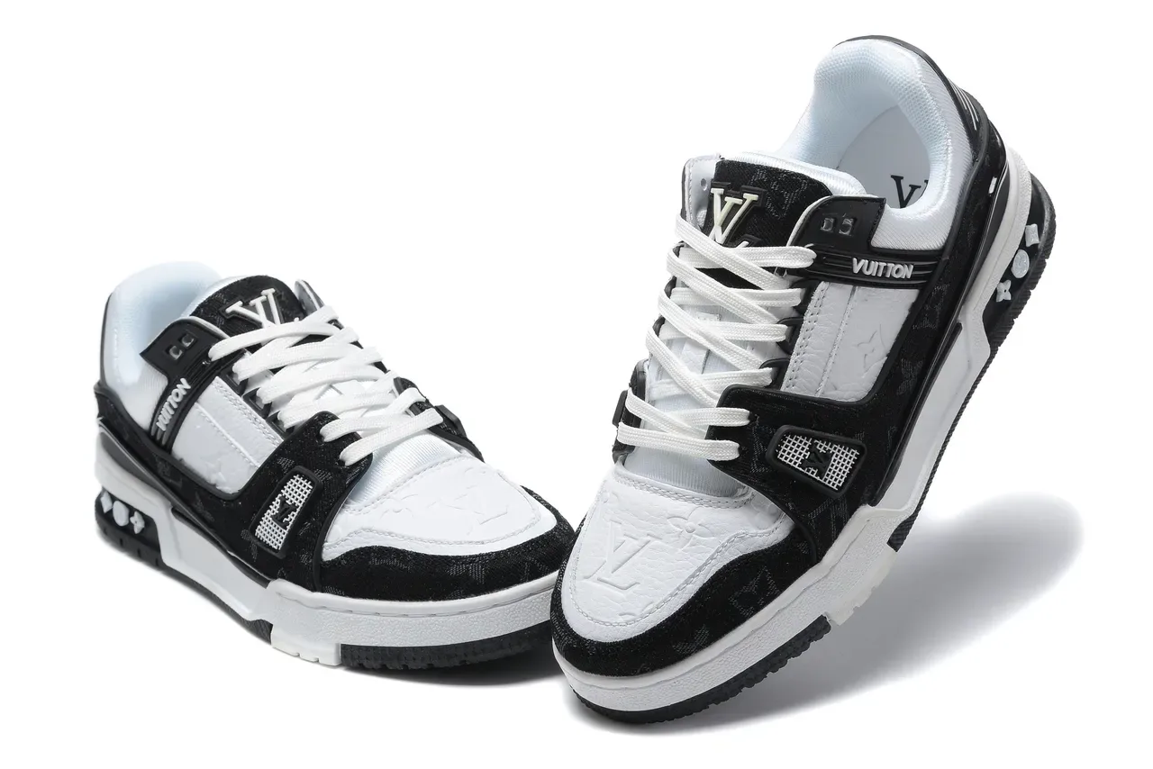 Louis Vuitton LV Trainer Black White Monogram-Coated Textile Layered Cage Construction Lifestyle Sneakers 4